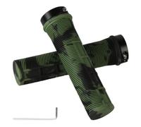 Ronyme Manopole Manubrio Bici con Bloccaggio Laterale Impugnature Manubrio Lega di Alluminio con Superficie a Rilievo per Stabilità Adatte a Pendolarismo Uso, Verde-Nero, Un Paio