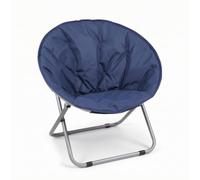 Ronyme Poltrona Lounge Pieghevole Sedia Lounge Poltrona Relax Poltrona a Ciotola con Base Struttura in Metallo Seduta in Tessuto Richiudibile Adatta a, Blu Scuro