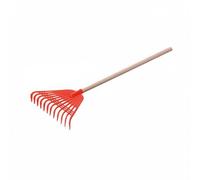 Ronyme Rastrello per Foglie con Manico in Legno di Pioppo E Testa in Pp Robusto per Pulizia di Cortili Viali E Aiuole Adatto per Lavori di Giardinaggio , Red , 1.2M Poplar Handle