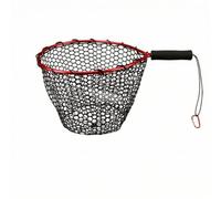 Ronyme Rete da Pesca da Sbarco Guadino Rete Atterraggio Esca con Maglia in Silicone a Rilascio Facile Telaio in Lega Leggera Moschettone E Laccetto da Polso, Array, Rosso, 49.5cm