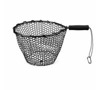 Ronyme Rete da Pesca da Sbarco Guadino Rete Atterraggio Esca con Maglia in Silicone a Rilascio Facile Telaio in Lega Leggera Moschettone E Laccetto da Polso, Array, Nero, 49.5cm