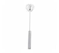 Ronyme Sbattitore Uova Frusta Frullino Miscelatore a Pressione Rotazione Automatica Meccanica in Acciaio Inox con Presa Comoda per Schiumare Latte, Silver, L