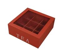 Ronyme Scatola portagioie, scatola da tè con coperchio a, scomparto trasparente in legno per bustine di caffè istantaneo, panna, piccoli gioielli, Marrone