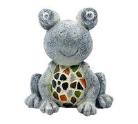 Ronyme Scultura da Giardino a Forma di Rana con Illuminazione Solare per Esterni, Rana