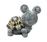 Ronyme Scultura da Giardino a Forma di Rana con Illuminazione Solare per Esterni, Tartaruga