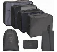 Ronyme Set da 7 Pezzi Organizer da per Abiti Biancheria Articoli da Toeletta Contenitori Rettangolari per Valigia con Manico Separatori per Bagao, Nero, 7 Pezzi 150G
