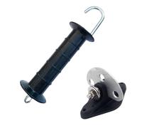 Ronyme Set di Maniglie per cancelli di Recinzione elettrica, Accessori Facili da installare, con Molla, Sostituzione Diretta per pascolo agricolo per, Nero