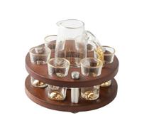 Ronyme Set Liquore in Cristallo Graduato con Bicchierini Elegante Bicchierini da Liquore per Appassionati di Liquori, Ospiti, Degustazione, Tavola, Oro Con Supporto