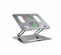 Ronyme Supporto Raffreddamento Laptop Base Notebook Supporto Piattaforma Ventilata con Ventole Regolabile Pieghevole Telaio in Lega di Alluminio con Luci RGB, Argento