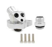 Ronyme Tappo Termostato per Tubi Raffreddamento Motore Alloggiamento Termostato Regolabile Collo Ruotabile Kit con Viti Montaggio in Lega Alluminio Adatto, Argento