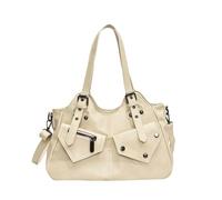 Roobeety Borsa a tracolla da donna in nero con molti scomparti | Ampia borsa hobo in ecopelle per tutti i giorni, shopping e ufficio in stile casual, Stil#l02 Bianco, taglia unica