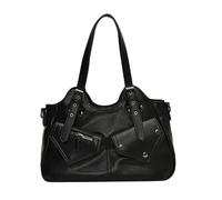 Roobeety Borsa a tracolla da donna in nero con molti scomparti | Ampia borsa hobo in ecopelle per tutti i giorni, shopping e ufficio in stile casual, Stil#l01 Nero, taglia unica