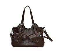 Roobeety Borsa a tracolla da donna in nero con molti scomparti | Ampia borsa hobo in ecopelle per tutti i giorni, shopping e ufficio in stile casual, Stil#l03 Marrone, taglia unica