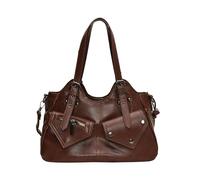 Roobeety Borsa a tracolla da donna in nero con molti scomparti | Ampia borsa hobo in ecopelle per tutti i giorni, shopping e ufficio in stile casual, Stil#l04 Marrone, taglia unica