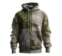 Roobeety Felpa con cappuccio da caccia da uomo, con motivo mimetico, motivo cervo e croce, per cacciatori e amanti della natura, Stil#j01 verde, L
