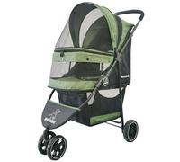 ROODO Passeggino per cani e gatti, a 3 ruote, leggero, pieghevole, portatile, compatto, adatto per cani e gatti di taglia media/piccola (verde)