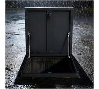 Roof Access Hatch Cover Plate,Galvanized/Aluminum Coated Steel Basement Exit Door,Hydraulic Support Roof Hatch With Handle Rainproof For Warehouse Attic Industrial Hatch Aluminumalloy-900*900mm