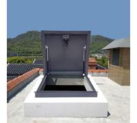 Roof Hatch Steel Anti-Theft Door Roofs Skylight Access Hatch Door Skylight Rain Cover, Galvanized Powder Coated Steel Roof Hatches Deck Installation Roofs Window(70x70cm)