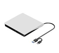 ROOFULL Unità CD/DVD esterna per Mac e laptop, USB 3.0 e USB-C | Lettore CD DVD ROM portatile masterizzatore lettore masterizzatore unità ottica per MacBook Desktop PC, Windows 11/10/7