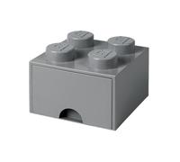 Room Copenhagen- Cassettiera mattoncino Lego 4 Bottoni, 1 cassetto, Cassa portaoggetti impilabile, 4.7 l, Grigio Scuro, Colore, 40051754