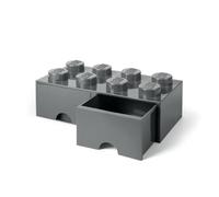 Room Copenhagen Cassettiera mattoncino Lego 8 Bottoni, 2 cassetti, Cassa portaoggetti impilabile, 9.4 l, Grigio Scuro
