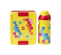 Room Copenhagen LEGO LUNCH SET - Design iconico, divertente e funzionale, bottiglia 390 ml e contenitore per il pranzo, rosso e giallo