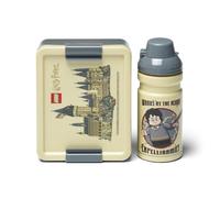 Room Copenhagen LEGO LUNCH SET - Harry Potter Hogwarts Design, Borraccia 390ml e Lunch Box, Design Iconico, Perfetto per Scuola, Ufficio e Viaggi, Lavabile in Lavastoviglie, Beige & grigio