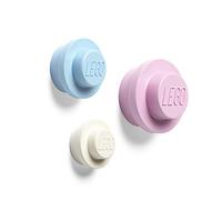 Room Copenhagen Lego - Set di 3 grucce da parete (bianco, azzurro, rosa)