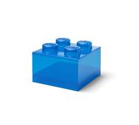 Room Copenhagen LEGO Storage Brick 4 manopole blu traslucido - Scatola portaoggetti impilabile in plastica con coperchio, per bambini e adulti, organizer da scrivania e scatola dei giocattoli