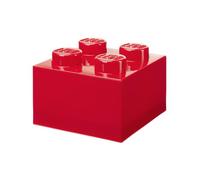 Room Copenhagen LEGO Storage Brick 4 manopole rosso traslucido - Scatola portaoggetti impilabile in plastica con coperchio, per bambini e adulti, organizer da scrivania e scatola dei giocattoli