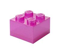 Room Copenhagen LEGO Storage Brick - Scatola portaoggetti in plastica con 4 pomelli glitterati, impilabile, con coperchio, per bambini e adulti, organizer da scrivania e scatola dei giocattoli,