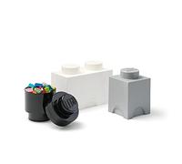 Room Copenhagen Mattoncino Lego Multipack S, contenitori impilabili, Set di 3 Pezzi (Nero, Blanco, Grigio), Mix, One Size