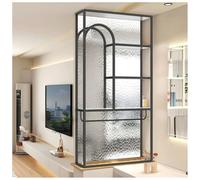Room Divider Privacy Screen, Translucent Glass Bathroom Entryway Half-Wall Partitions, Hotel Privacy Screen, No Assembly Required(Black-b,60X35X100 CM)