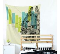 ROOM MATES RMK3984TAP Millennium Falcon, arazzo da parete, verde, grigio, blu