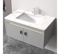 Room Vity con Lavello Set di Mobili A Parete Lavello in Ceramica con Specchio Cromato Rubinetto dell'Acqua Calda E Fredda Combo Moderno Lavandino da Camera, Sink Cabinet, 70cm