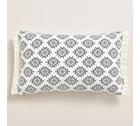 ROOM99 Amalfi - Federa decorativa per cuscino, 30 x 50 cm, in cotone con frange, decorazione per camera da letto, soggiorno, colore: bianco