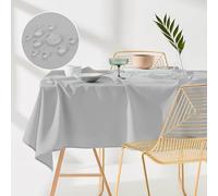 ROOM99 Aura, tovaglia 130 x 180 cm, antimacchia, lavabile, impermeabile, antimacchia, in poliestere, rettangolare, decorazione per banchetti, per tutto l'anno, grigio chiaro