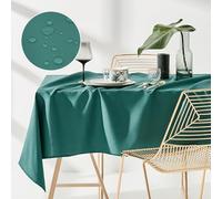 ROOM99 Aura, tovaglia 140 x 200 cm, antimacchia, lavabile, impermeabile, antimacchia, in poliestere, rettangolare, decorazione per banchetti, per tutto l'anno, verde bottiglia