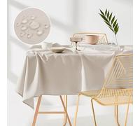 ROOM99 Aura, tovaglia 140 x 220 cm, antimacchia, lavabile, impermeabile, antimacchia, in poliestere, rettangolare, decorazione per banchetti, per tutto l'anno, beige chiaro