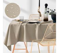 ROOM99 Aura - Tovaglia 140 x 300 cm, antimacchia, lavabile, impermeabile, antimacchia, in poliestere, rettangolare, decorazione per banchetti, per tutto l'anno, colore beige