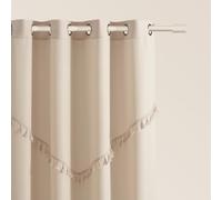 ROOM99 Chloe, tenda con occhielli argentati, 140 x 260 cm, larghezza x altezza, oscurante, decorazione moderna, per soggiorno, camera da letto, crema