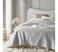 ROOM99 Feel Elegante copriletto grigio chiaro, 200 x 220 cm, versatile come copriletto o copridivano, coperta per letto e divano, trapunta stile ideale come bedspread velluto