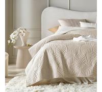 ROOM99 Feel Elegante copriletto in crema, 240 x 260 cm, versatile come copriletto o copridivano, coperta per letto e divano, trapunta stile ideale come bedspread velluto