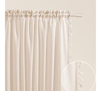 ROOM99 Lara - Tenda con nastro arricciato, 140 x 250 cm, larghezza x altezza, oscurante, decorazione moderna, per soggiorno, camera da letto, colore crema chiaro