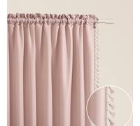 ROOM99 Lara - Tenda con nastro arricciato, 140 x 250 cm, larghezza x altezza, semitrasparente, decorazione moderna, per soggiorno, camera da letto, rosa cipria, 1 pezzo