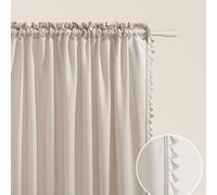 ROOM99 Lara - Tenda con nastro arricciato, 140 x 280 cm, larghezza x altezza, semitrasparente, per soggiorno, camera da letto, colore beige chiaro, 1 pezzo