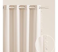 ROOM99 Lara - Tenda con occhielli argentati, 140 x 250 cm, larghezza x altezza, oscurante, decorazione moderna, per soggiorno, camera da letto, colore crema chiaro