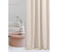ROOM99 Laurel - Tenda con occhielli, 140 x 250 cm, larghezza x altezza, decorazione per finestra, tenda termica isolante, anti freddo e calore, per soggiorno, crema, 1 pezzo