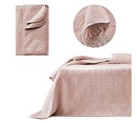 room99 Leila Elegante copriletto in rosa cipria, 200 x 220 cm, versatile come copriletto o copridivano, coperta per letto e divano, trapunta stile ideale come bedspread