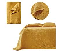 room99 Leila Elegante copriletto in senape, 200 x 220 cm, versatile come copriletto o copridivano, coperta per letto e divano, trapunta stile ideale come bedspread